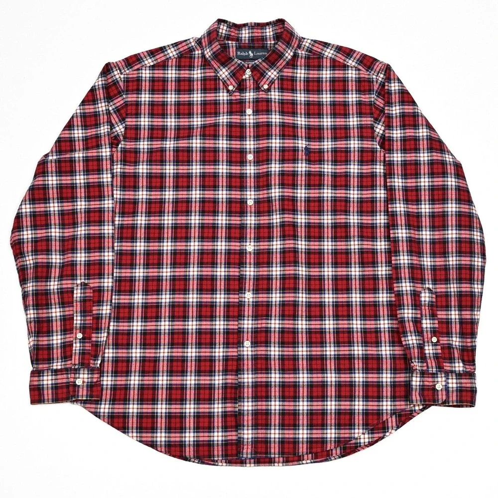 Vintage Polo Ralph Lauren Shirt Mens Plaid Button Down Oxford Cloth XL‎ Preppy